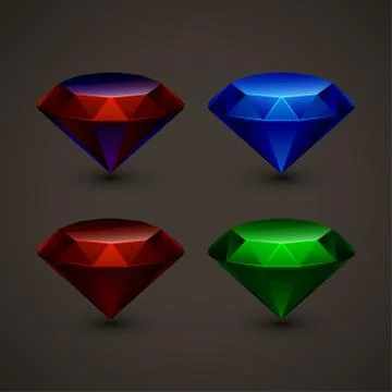 Colored jewels in set Stock Illustration