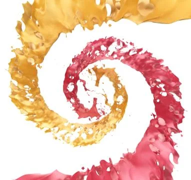 Colored juice splashes isolated on white background Illustrazione stock