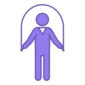 Colored Jumping Rope Icon. Vector Drawing. Man Jumping Rope. Fitness, Worko.. Stock Illustration
