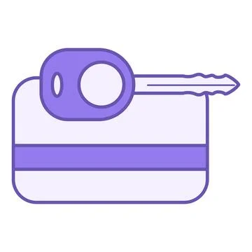 Colored Key Card Icon. Vector Icon of Plastic Card and Key. Electronic Pass.. Stock Illustration