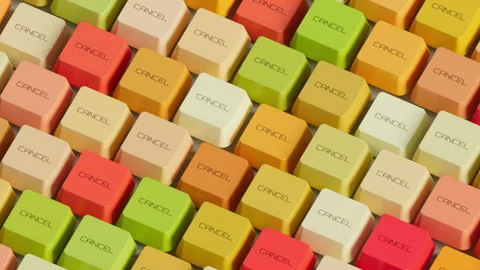 The colored keyboard keys labeled "cancel" are triggered randomly Stock Footage 263126606