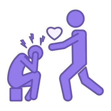 Colored Kindness Icon. Vector Icon. Person Comforting a Crying Person. Comp.. Stock Illustration