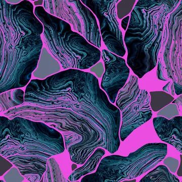 Colored kintsugi style seamless pattern with stone grunge texture. Stock Illustration