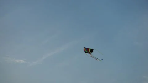 A colored kite in the blue sky. Stock Footage 135462851