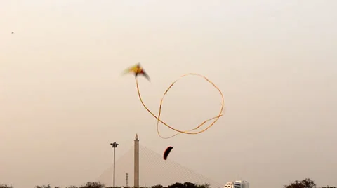 Colored Kite flying in a circle Stock Footage 37448501
