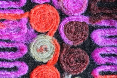 Colored knitted fabric background texture, colorful fabric with a pattern, ma Stock Photos