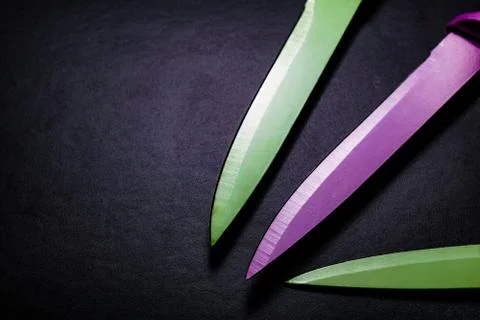 Colored knives Stock Photos