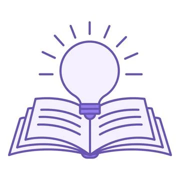 Colored Knowledge Icon. Vector Icon of Opened Book and Light Bulb. Studying.. Stock Illustration