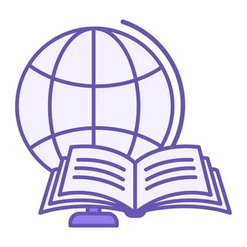 Colored Knowledge Icon. Vector Illustration. Globe and Open Book. Awareness.. Stock Illustration