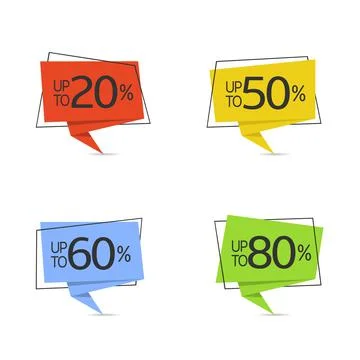 Colored label icon set Illustrazione stock