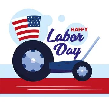 Colored labor day poster with two wheel vehicle Vector Stock Illustration