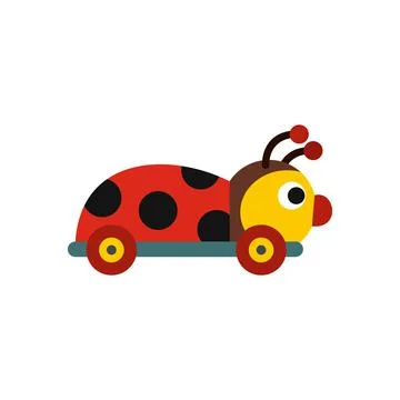 Colored ladybug toy on a wheels icon Stock Illustration