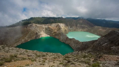 Colored Lakes of Kelimutu Timelapse, Flores Island, Indonesia Stock Footage 101839391