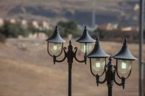 Colored lamppost red Stock Photos