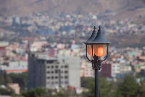 Colored lamppost red Stock Photos