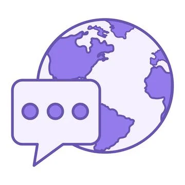 Colored Language Icon. Vector Illustration. Speech Bubble And Globe. Human .. Stock Illustration
