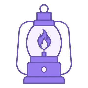 Colored Lantern Icon. Vector Icon. Old Kerosene Lamp. Barn Lantern, Room Li.. Stock Illustration