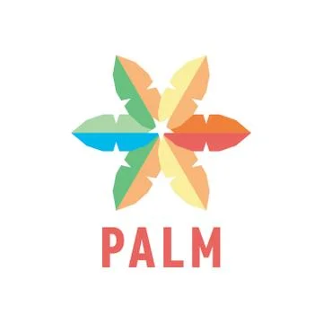 Colored Leaf Palms with slits form of stars in the flat Stock Illustration