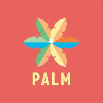 Colored Leaf Palms with slits form of stars in the flat Stock Illustration