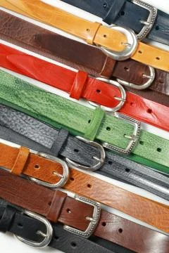 Colored leather belts Stock Photos