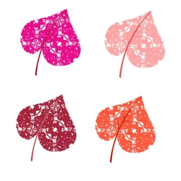 Colored leaves hearts. Vector Illustrazione stock