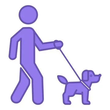 Colored Leisure Icon. Vector Icon. A Man Walks a Dog on a Leash. Household .. Stockillustratie