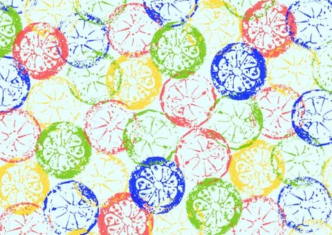 Colored lemon print Stock Illustration