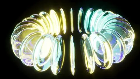Colored lenses on black bg 3d render Stock Illustration