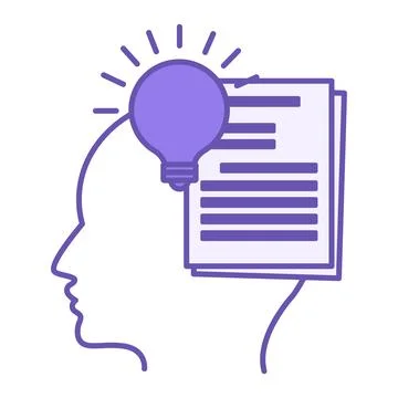 Colored Lesson Icon. Vector Illustration. Teacher's Head, Turned-On Light B.. Stock Illustration