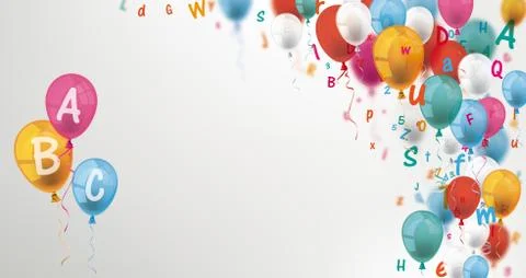 Colored Letters Balloons Header ABC Stock Illustration