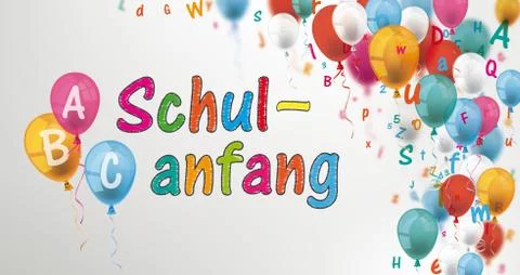 Colored Letters Balloons Header ABC Schulanfang イラスト素材