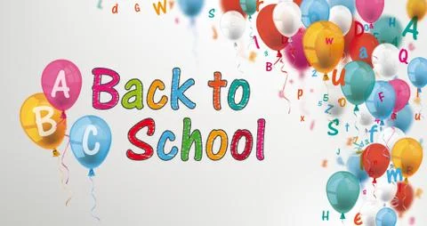 Colored Letters Balloons Header ABC Back To School Stock Illustration