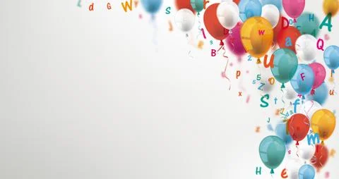 Colored Letters Balloons Header Stock Illustration