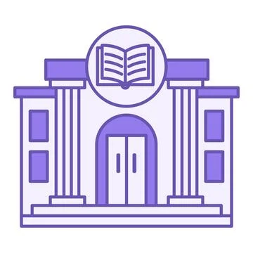 Colored Library Icon. Library Building Vector Icon. Education and Architect.. Stock Illustration