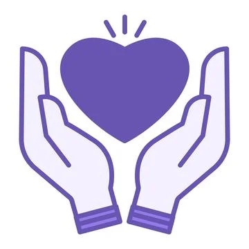 Colored Life Icon. Vector Illustration. Heart in Human Hands. Caring, Love,.. Stock Illustration