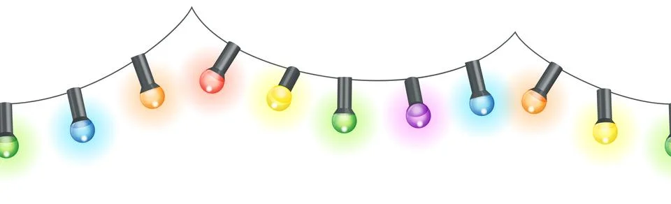 Colored light bulbs string Illustrazione stock