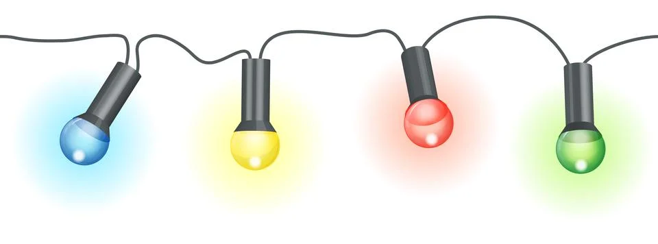 Colored light bulbs string Stock Illustration