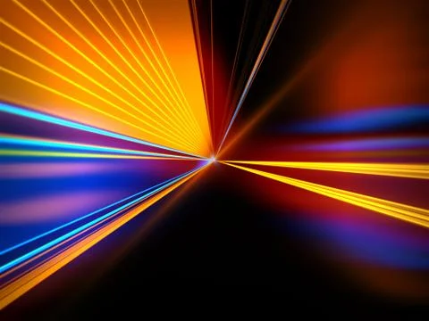 Colored light streaks acceleration. Blue and Orange Abstract illustration. Stock Illustration