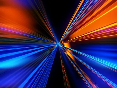 Colored light streaks acceleration. Blue and Orange Abstract illustration. Stock Illustration