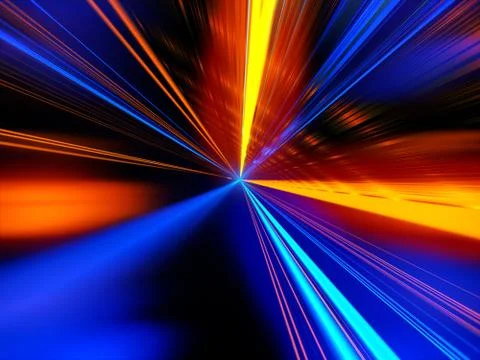 Colored light streaks acceleration. Blue and Orange Abstract illustration. Stock Illustration