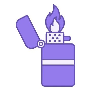 Colored Lighter Icon. Vector Icon of Lit Lighter. Device for lighting a fir.. 스톡 일러스트