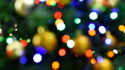 Colored lighting and Christmas tree balls, Footage. Stock Footage 146638847