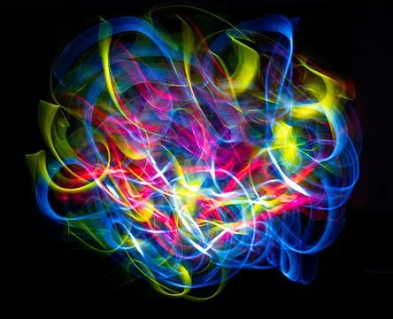Colored lights forming an abstract light art pattern. Stock Illustration