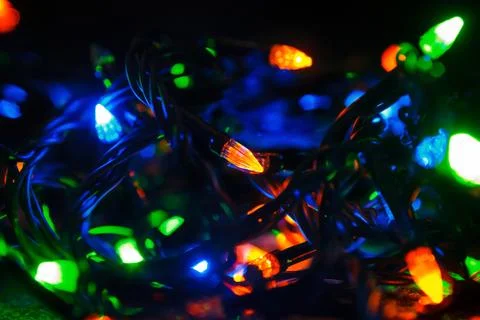 Colored lights garlands Stock Photos
