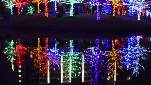 Colored Lights at Night Stock Footage 91714045