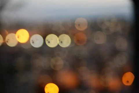 Colored lights out of focus Stock Photos