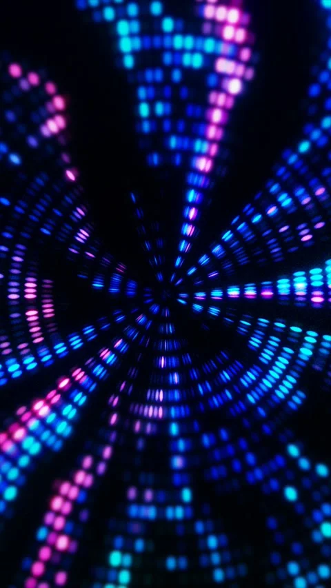Colored lights pulse outwards from a central point Stock Footage 321058369