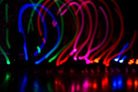 Colored lights in the shape of a heart Stock Photos