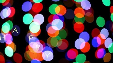 Colored lights with the words Happy New Year Stock Footage 70361370