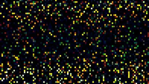 Colored Liittle Bright Squares Pixels Digital Dark Abstract Motion Background Stock Illustration